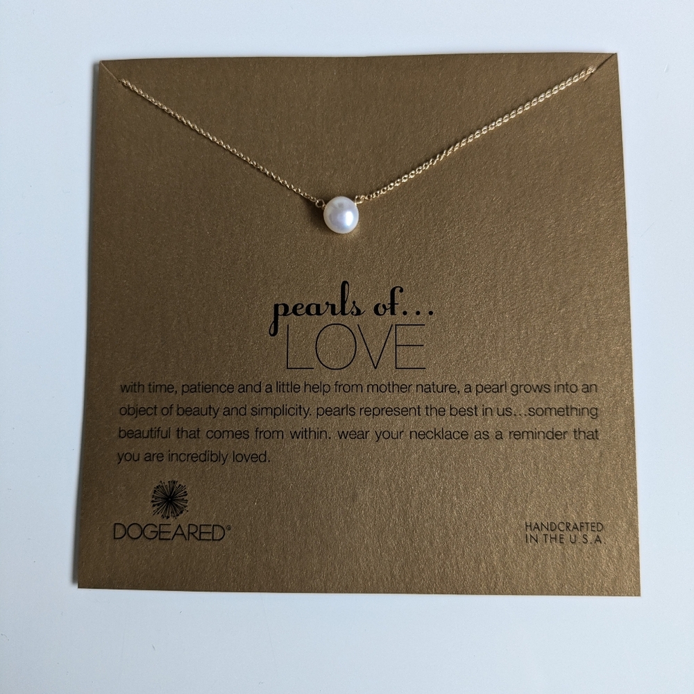 Dogeared Gold Necklace with White Pearl